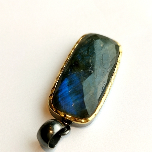 Labradorite pendant necklace in Sterling Silver 14k gold vermeil 🆕 - Picture 8 of 9